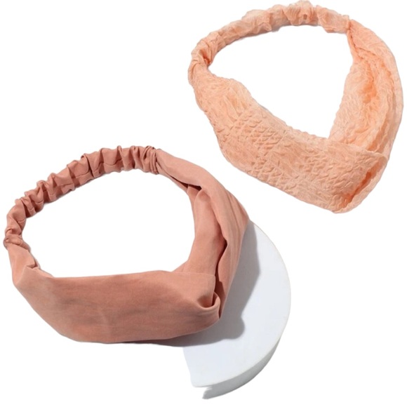 2 Piece Twisted Peach Cloth Headband Set - Picture 3 of 3